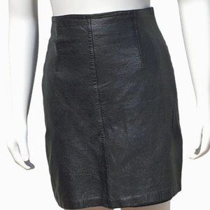 Vintage Black Leather Pencil Skirt 80s 90s 12 SKOVA Glam Rocker Punk VFG